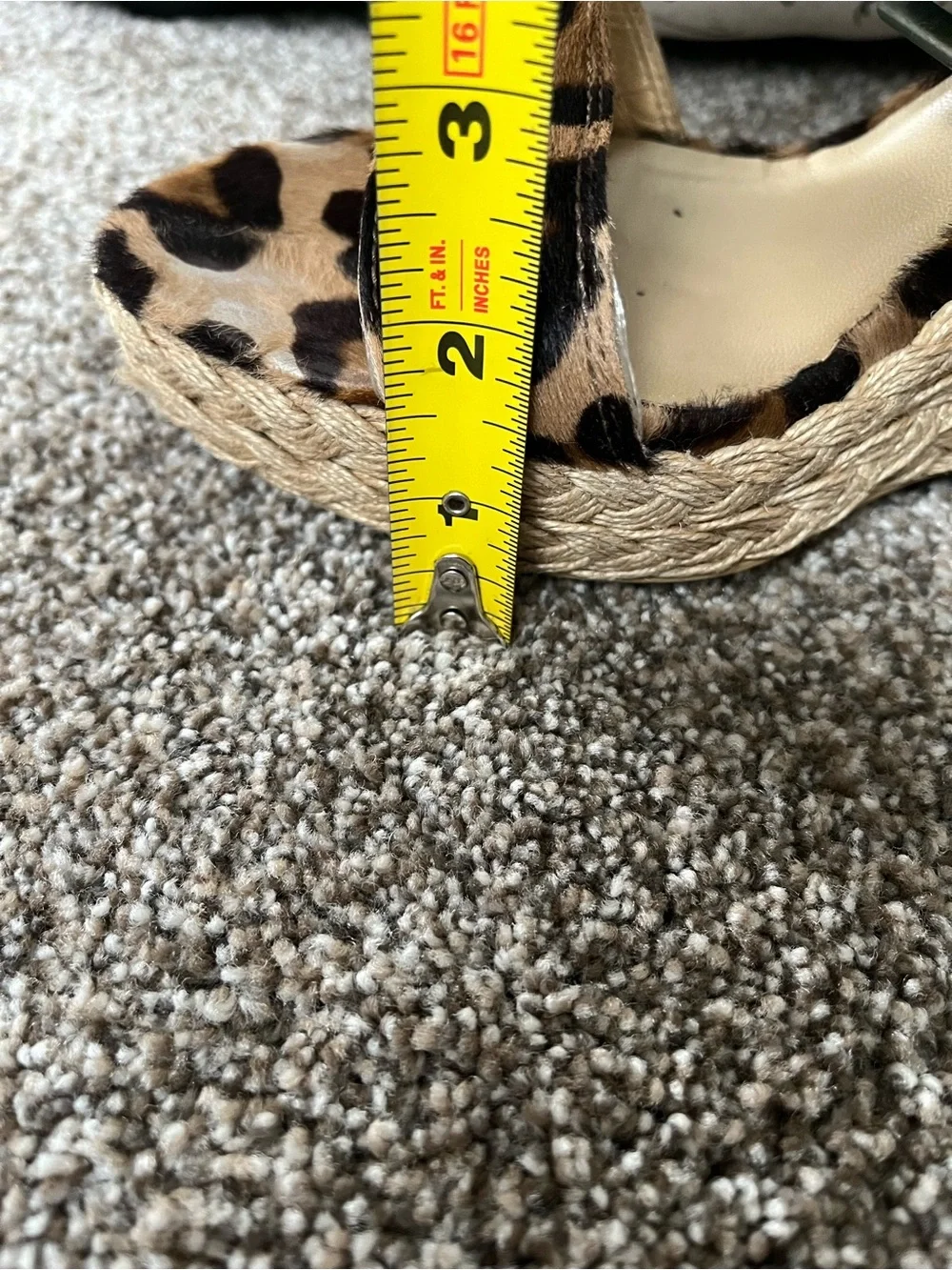 Stuart Weitzman Leopard Print Espadrille Wedge Sandals - Tan/Black Size 11 - Picture 10 of 11